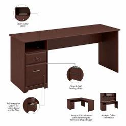Bush Furniture Cabot 72W L-Shaped Laminate Computer Desk with Drawers, Harvest Cherry -Computer Office Desks Shop unnamed file 1009