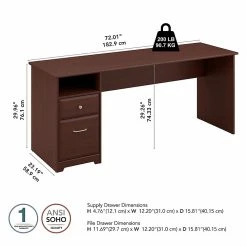 Bush Furniture Cabot 72W L-Shaped Laminate Computer Desk with Drawers, Harvest Cherry -Computer Office Desks Shop unnamed file 1010