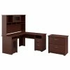 Bush Furniture Cabot 60" W L-Shaped Desk with Hutch & File Cabinet – Harvest Cherry | Premium Laminate Office Furniture