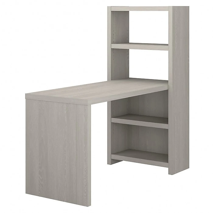 Office By Kathy Ireland® Echo 56W Bookcase Desk, Gray Sand Laminate - Space-Saving Solution (KI60207-03) 1 Office By Kathy Ireland® Echo 56W Bookcase Desk, Gray Sand Laminate - Space-Saving Solution (KI60207-03)
