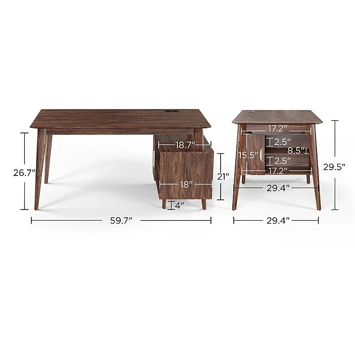 Union & Scale MidMod 60" Computer & Writing Storage Desk - Espresso Finish | Laminate Surface 5 Union & Scale MidMod 60" Computer & Writing Storage Desk - Espresso Finish | Laminate Surface - Image 5