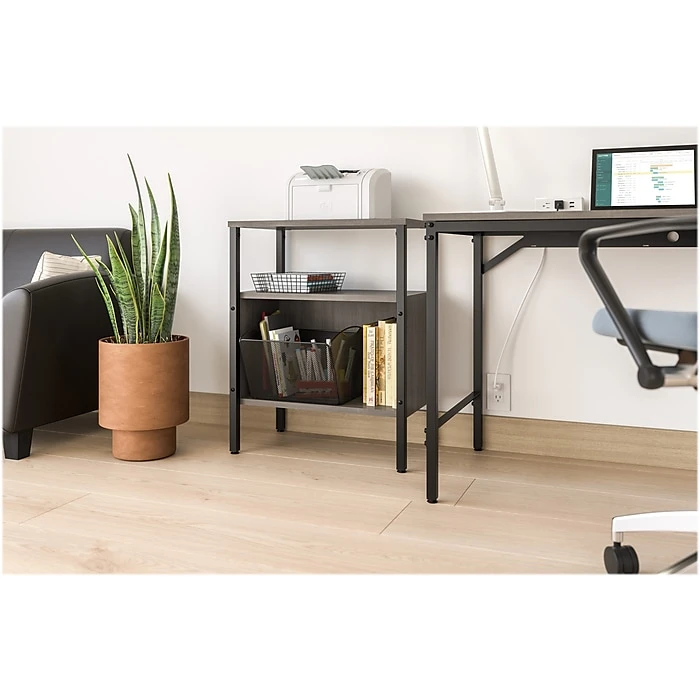 Safco Simple 46" Laminate Workstation Desk - Sterling Ash (5272BLGR) 3 Safco Simple 46" Laminate Workstation Desk - Sterling Ash (5272BLGR) - Image 3