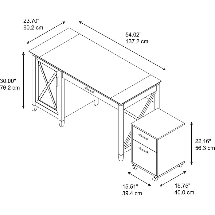 Bush Furniture Key West 54W Laminate Computer Desk with Storage & 2-Drawer Mobile File Cabinet, Bing Cherry (KWS006BC) 5 Bush Furniture Key West 54W Laminate Computer Desk with Storage & 2-Drawer Mobile File Cabinet, Bing Cherry (KWS006BC) - Image 5