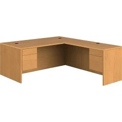 HON 10500 Series 72"W L-Shaped Laminate Office Desk in Harvest - Durable & Stylish Workspace