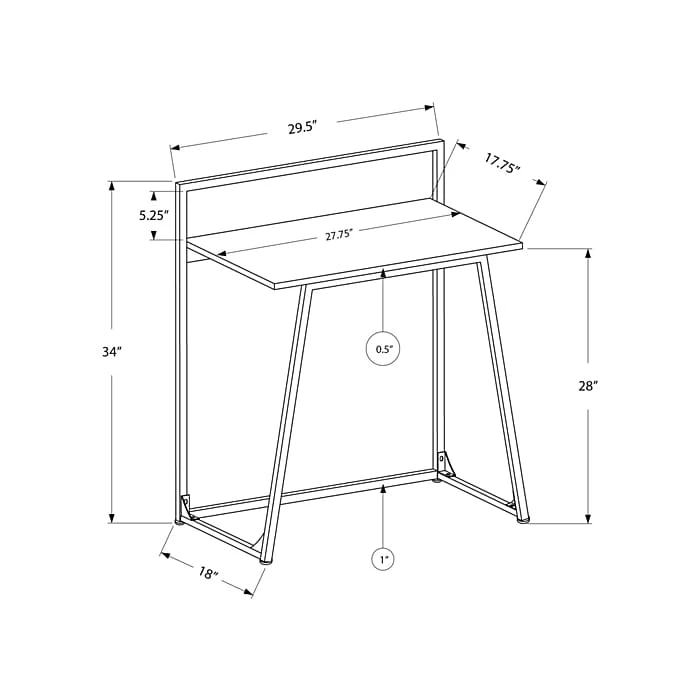 Monarch Specialties Inc. 30" Black Laminate Computer Desk | Modern Workspace Solution (Model I 7111) 4 Monarch Specialties Inc. 30" Black Laminate Computer Desk | Modern Workspace Solution (Model I 7111) - Image 4