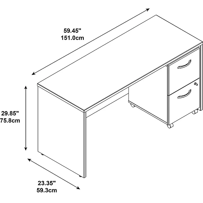 Bush Business Furniture Westfield Desk Credenza with 2-Drawer Mobile Pedestal, Mahogany Laminate (SRC029MASU) 4 Bush Business Furniture Westfield Desk Credenza with 2-Drawer Mobile Pedestal, Mahogany Laminate (SRC029MASU) - Image 4