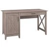 Bush Furniture Key West 54"W Single Pedestal Desk in Washed Gray, Laminate Surface | KWD154"WG-03