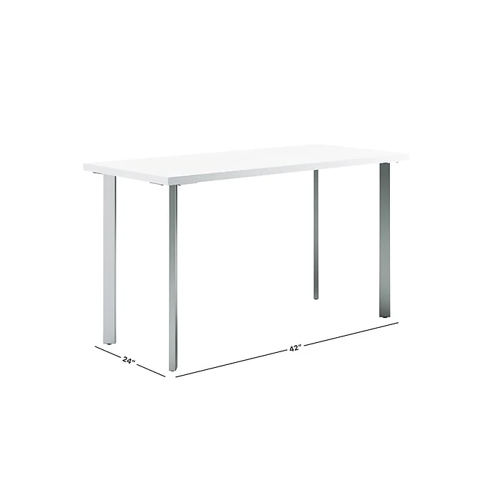 HON Coze 42"W Designer Desk - White & Silver Laminate (HONRPL2442DWP6) 2 HON Coze 42"W Designer Desk - White & Silver Laminate (HONRPL2442DWP6) - Image 2