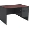 HON 38000 Series Freestanding Right Single Pedestal Desk - Mahogany/Charcoal, 29.5"H x 48"W x 30"D