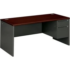 HON 38000 Series 66" Single Pedestal Desk - Charcoal Laminate (HON38291RNS)