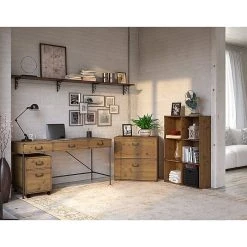 Kathy Ireland® Home Ironworks 60W Vintage Golden Pine Writing Desk with Drawers | Laminate Furniture -Computer Office Desks Shop unnamed file 1373