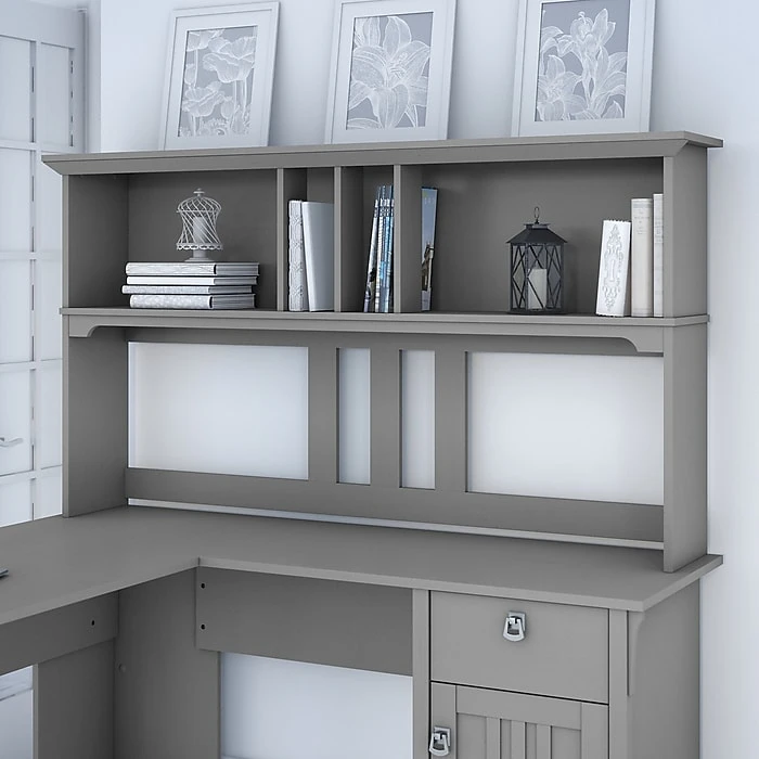 Bush Furniture Salinas 60W Hutch For L Shaped Desk, Cape Cod Gray (SAH160CG-03) - Laminate Workspace Organizer 3 Bush Furniture Salinas 60W Hutch For L Shaped Desk, Cape Cod Gray (SAH160CG-03) - Laminate Workspace Organizer - Image 3