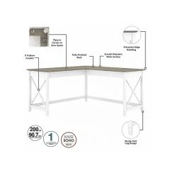 Bush Furniture Key West 60" L-Shaped Desk with Drawer & Shelf in Shiplap Gray/Pure White | Space-Saving Office Solution -Computer Office Desks Shop unnamed file 1389