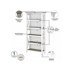 Bush Furniture Key West 60" L-Shaped Desk with Drawer & Shelf in Shiplap Gray/Pure White | Space-Saving Office Solution -Computer Office Desks Shop unnamed file 1392