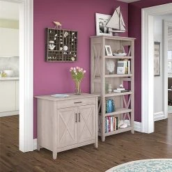 Bush Furniture Key West Secretary Desk with Keyboard Tray & Storage Cabinet - Washed Gray (KWS132WG-03) -Computer Office Desks Shop unnamed file 1400