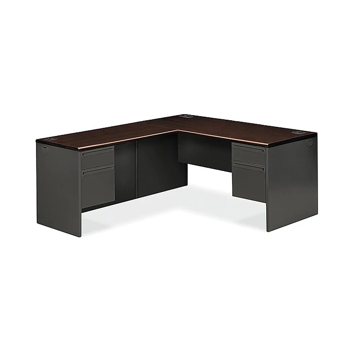 HON 38000 Series 2-Piece Right L-Workstation - Mahogany/Charcoal Laminte Desk for Office & Home (H38L6630NSR) 1 HON 38000 Series 2-Piece Right L-Workstation - Mahogany/Charcoal Laminte Desk for Office & Home (H38L6630NSR)
