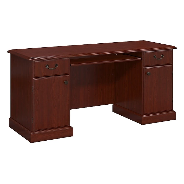 Kathy Ireland® Home Bennington Credenza Desk - Harvest Cherry Laminate, WC65510-03K 1 Kathy Ireland® Home Bennington Credenza Desk - Harvest Cherry Laminate, WC65510-03K