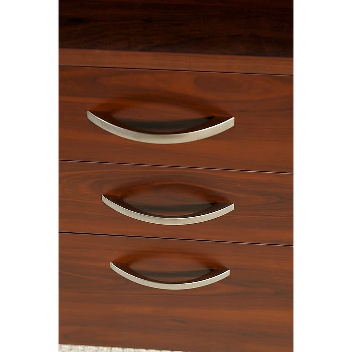 Bush Business Furniture Westfield Bow Front Desk with Two 3-Drawer Mobile Pedestals in Hansen Cherry – Durable Laminate Office Desk 6 Bush Business Furniture Westfield Bow Front Desk with Two 3-Drawer Mobile Pedestals in Hansen Cherry – Durable Laminate Office Desk - Image 6