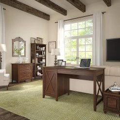 Bush Furniture Key West 54W Laminate Computer Desk with Storage | Bing Cherry (KWD154BC-03) -Computer Office Desks Shop unnamed file 1470