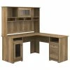Bush Furniture Cabot 60" L-Shaped Desk With Hutch, Reclaimed Pine (CAB001RCP) - Stylish & Functional Laminate Office Furniture