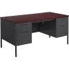 HON Metro Classic 60" Double Pedestal Desk - Mahogany/Charcoal Laminate (HONP3262NS)