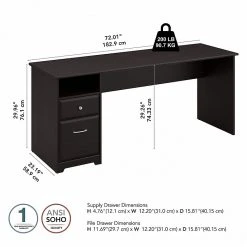 Bush Furniture Cabot 72W Laminate Computer Desk with Drawers, Espresso Oak – Durable Home Office Desk -Computer Office Desks Shop unnamed file 1550