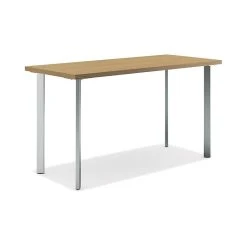 HON Coze 48"W Laminate Desk, Natural Recon and Silver Finish | Modern Office Furniture (HONRPL2448N1P6)