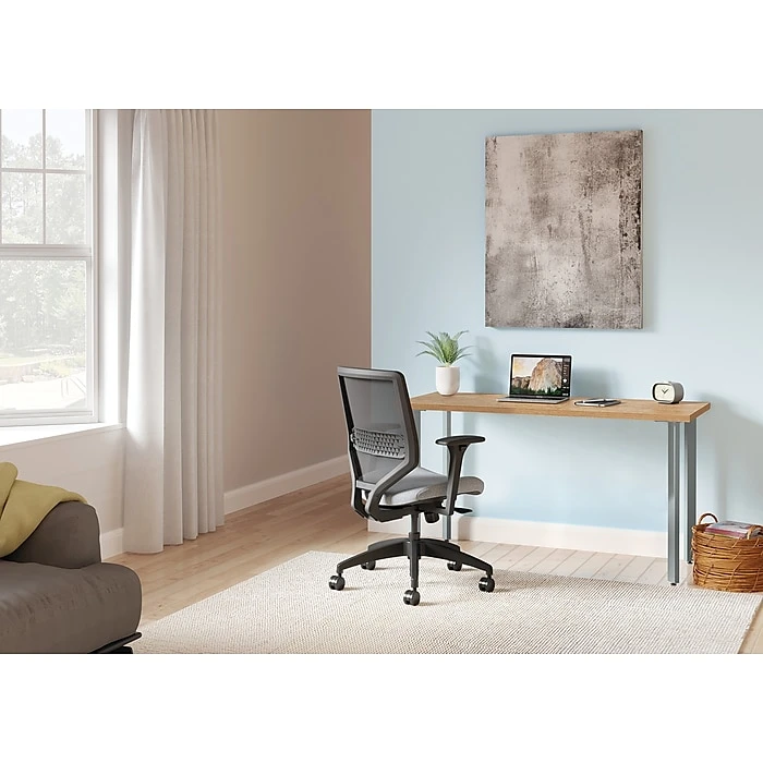 HON Coze 48"W Laminate Desk, Natural Recon and Silver Finish | Modern Office Furniture (HONRPL2448N1P6) 3 HON Coze 48"W Laminate Desk, Natural Recon and Silver Finish | Modern Office Furniture (HONRPL2448N1P6) - Image 3