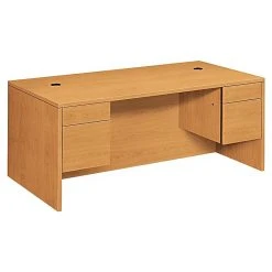 HON 10500 Series Double Pedestal Rectangle Laminate Desk, Harvest, 29-1/2"H X 72"W X 36"D