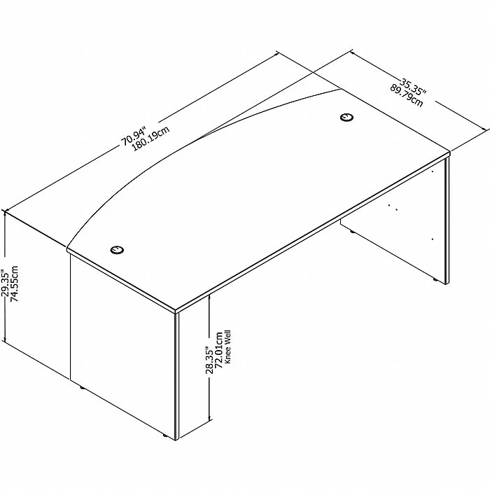Bush Business Furniture Studio C 72W X 36D Bow Front Laminate Desk in Storm Gray (SCD172SG) | Office & Home Use 3 Bush Business Furniture Studio C 72W X 36D Bow Front Laminate Desk in Storm Gray (SCD172SG) | Office & Home Use - Image 3