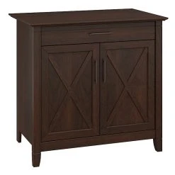Bush Furniture Key West Secretary Desk with Keyboard Tray & Storage Cabinet - Bing Cherry (KWS132BC-03)