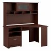 Bush Furniture Cabot 60" W Corner Desk With Hutch Bundle in Harvest Cherry - Space-Saving Laminate Office Furniture (CAB008HVC)