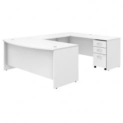 Bush Business Furniture Studio C 72W X 36D U Shaped Desk With Mobile File Cabinet, White (STC004WHSU) - Laminate Office Desk