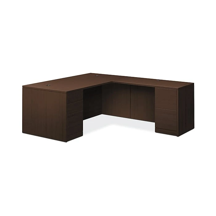 HON 10500 Series L-Workstation with Full Pedestals, 2 Box / 3 File Drawers, Mocha Finish - Premium Laminate Office Furniture 1 HON 10500 Series L-Workstation with Full Pedestals, 2 Box / 3 File Drawers, Mocha Finish - Premium Laminate Office Furniture