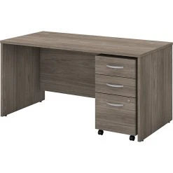 Bush Business Furniture Studio C 60" W Laminate Computer Desk with Mobile File Cabinet - Modern Hickory (STC014MHSU)