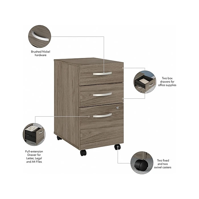 Bush Business Furniture Studio C 60" W Laminate Computer Desk with Mobile File Cabinet - Modern Hickory (STC014MHSU) 4 Bush Business Furniture Studio C 60" W Laminate Computer Desk with Mobile File Cabinet - Modern Hickory (STC014MHSU) - Image 4