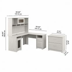 Bush Furniture Cabot 60" L-Shaped Desk with Hutch & File Cabinet, Linen White Oak (CAB005LW) - Stylish Laminate Office Furniture -Computer Office Desks Shop unnamed file 1676