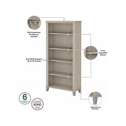 Bush Furniture Somerset 60" L-Shaped Desk with Hutch & 5-Shelf Bookcase, Sand Oak (SET010SO) - Stylish & Functional Laminate Office Furniture -Computer Office Desks Shop unnamed file 1716