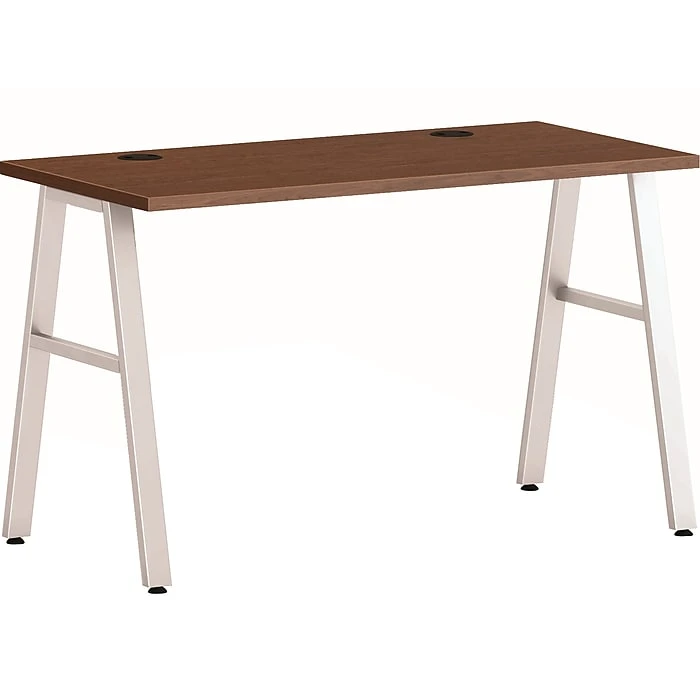 HON Mod 48" Table Desk in Slate Teak - Durable Laminate Workspace (HLPL4824LS1ALEGSLV) 1 HON Mod 48" Table Desk in Slate Teak - Durable Laminate Workspace (HLPL4824LS1ALEGSLV)