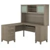 Bush Furniture Somerset 60W L-Shaped Desk With Hutch, Ash Gray - Durable Laminate Workspace
