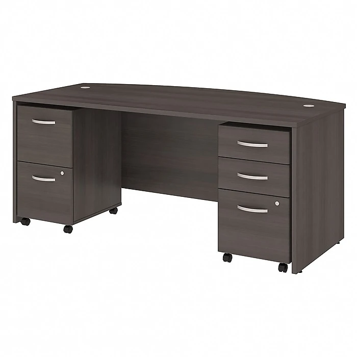 Bush Business Furniture Studio C 72W X 36D Bow Front Desk with Mobile File Cabinets, Storm Gray (STC012SGSU) 1 Bush Business Furniture Studio C 72W X 36D Bow Front Desk with Mobile File Cabinets, Storm Gray (STC012SGSU)