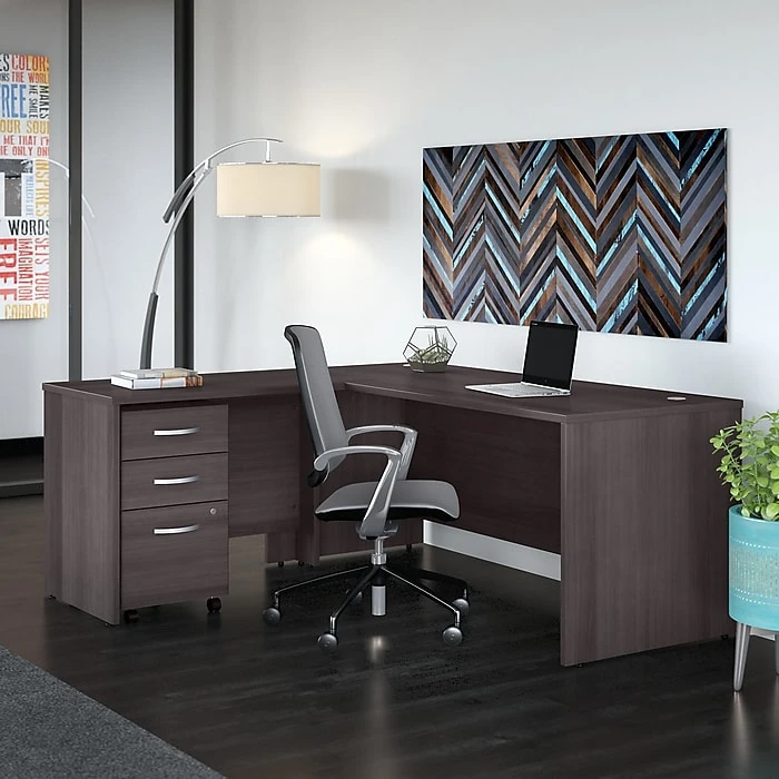 Bush Business Studio C L-Shaped Desk with File Cabinet, 72W x 30D Laminate, Storm Gray – STC007SGSU 2 Bush Business Studio C L-Shaped Desk with File Cabinet, 72W x 30D Laminate, Storm Gray – STC007SGSU - Image 2