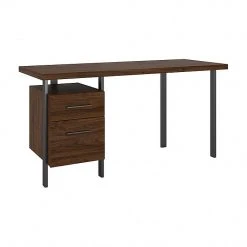 Bush Furniture Architect 60" Writing Desk with Drawers, Modern Walnut - Compact Office Desk