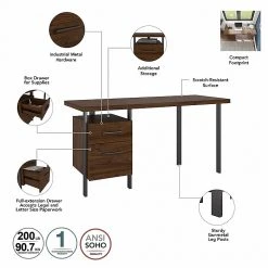 Bush Furniture Architect 60" Writing Desk with Drawers, Modern Walnut - Compact Office Desk -Computer Office Desks Shop unnamed file 1846