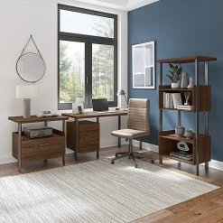 Bush Furniture Architect 60" Writing Desk with Drawers, Modern Walnut - Compact Office Desk -Computer Office Desks Shop unnamed file 1852