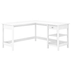 Bush Furniture Broadview 60" L-Shaped Desk, Pure White (BDD260WH-03) - Durable Laminate Workspace