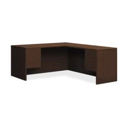 HON 10500 Series L-Workstation, 3/4 Pedestals, 2 Box / 2 File Drawers, 66"W X 78"D, Mocha