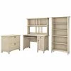 Bush Furniture Salinas Mission Desk With Hutch, Lateral File Cabinet And 5 Shelf Bookcase, Antique White (SAL002AW)