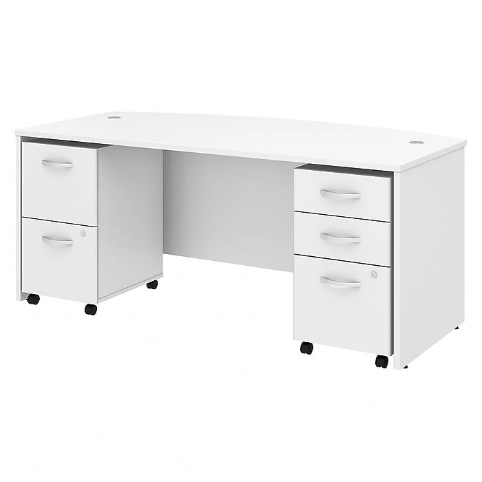 Bush Business Furniture Studio C 72W X 36D Bow Front Desk With Mobile File Cabinets, White (STC012WHSU) - Laminate Office Desk 1 Bush Business Furniture Studio C 72W X 36D Bow Front Desk With Mobile File Cabinets, White (STC012WHSU) - Laminate Office Desk
