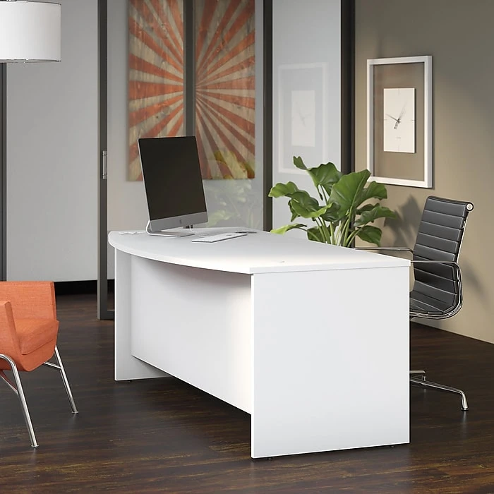 Bush Business Furniture Studio C 72W X 36D Bow Front Desk, White (SCD172WH) - Laminate Office Desk 2 Bush Business Furniture Studio C 72W X 36D Bow Front Desk, White (SCD172WH) - Laminate Office Desk - Image 2